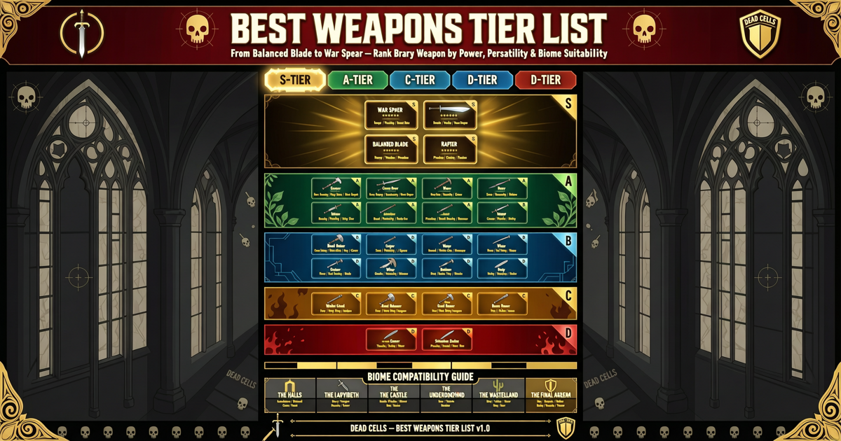 Dead Cells: Best Weapons Tier List – From Balanced Blade to War Spear